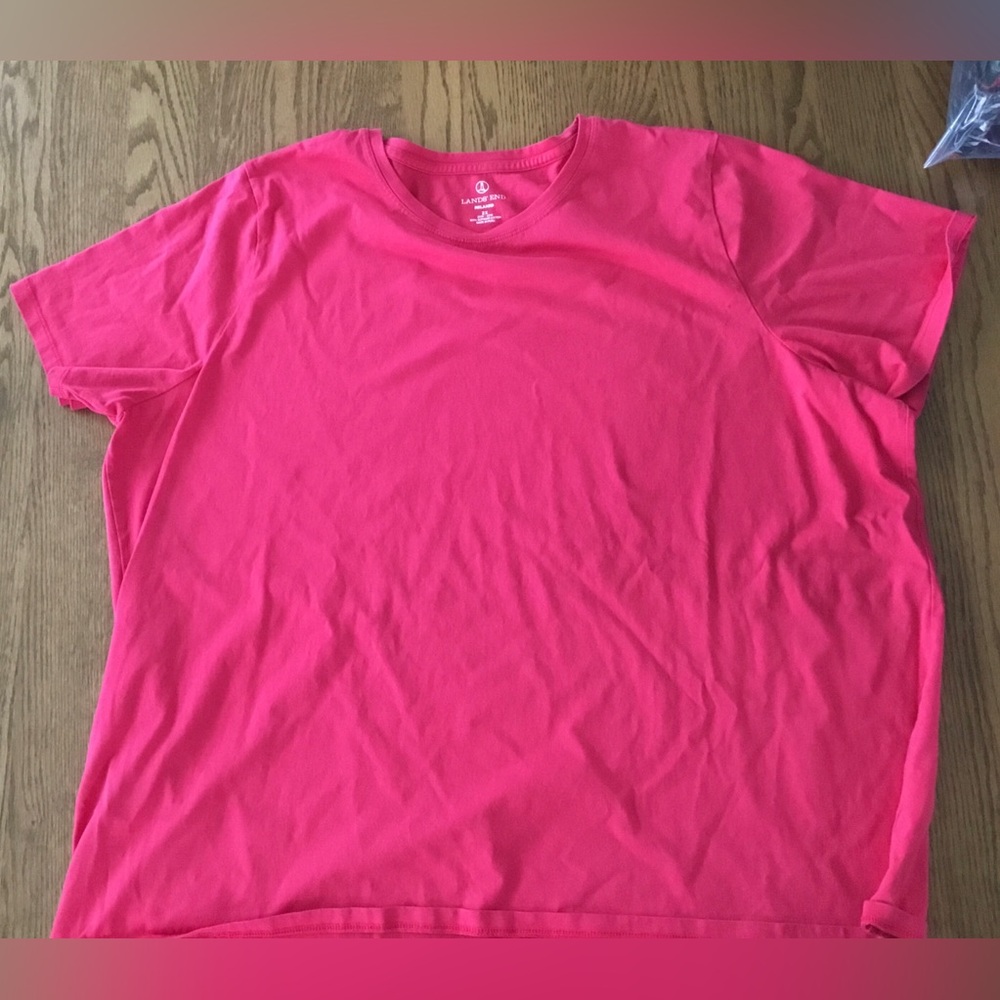 Red Women’s Plus Size Lands End Short Sleeve Tee, 2x